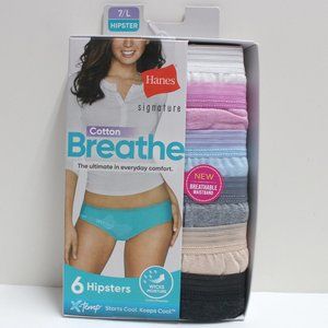 Size 7/L Women's Hipster Style 6 Pack Hanes Signature Panties in Colors